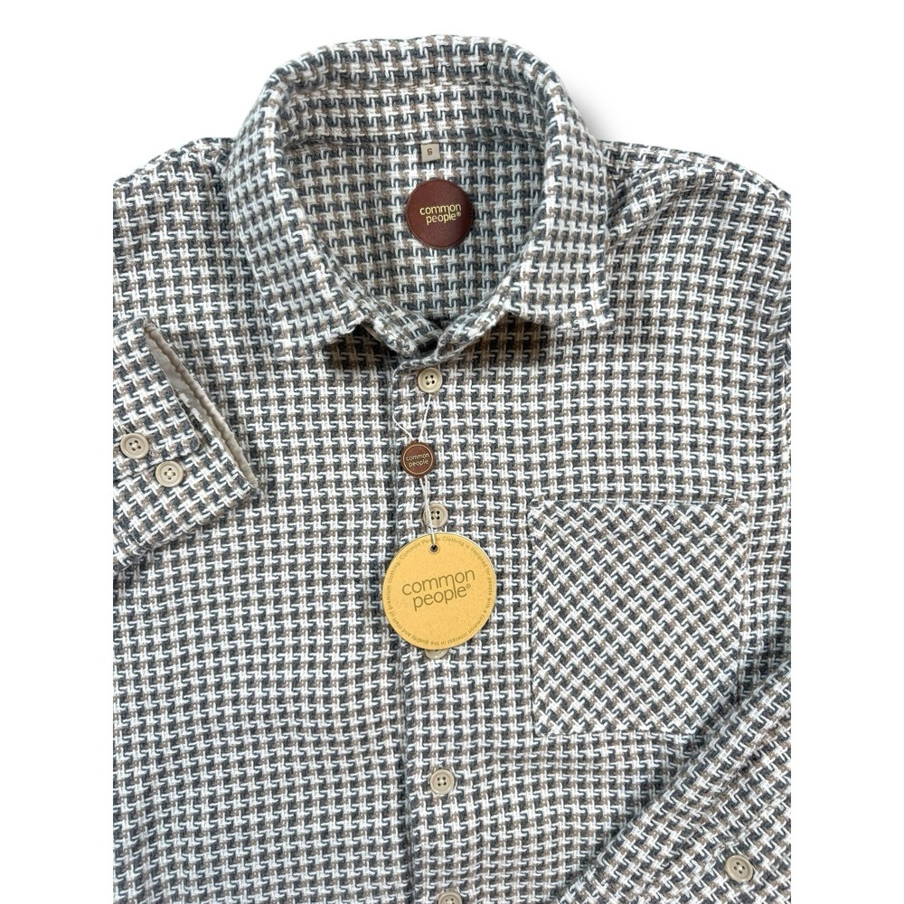 Common People Men's Small Granby Overshirt Tan Khaki‎ Gray Button front 1 Pocket